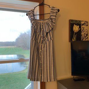 Blue and white striped off the shoulder dress